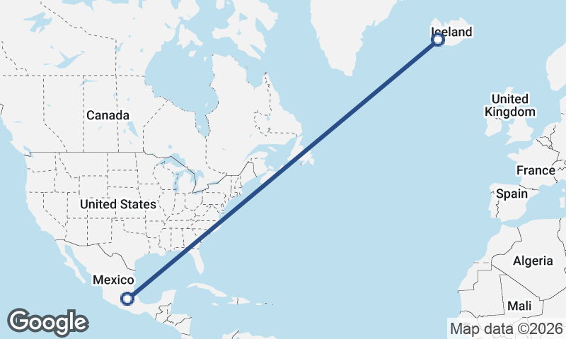 Reykjavík to Mexico City