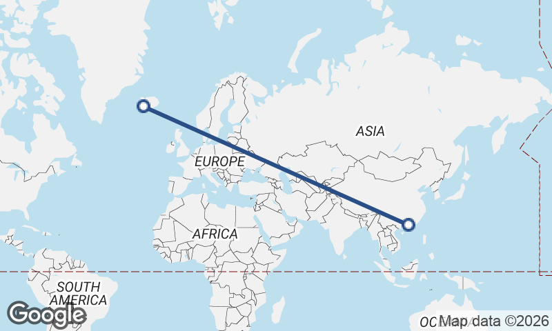 Reykjavík to Guangzhou