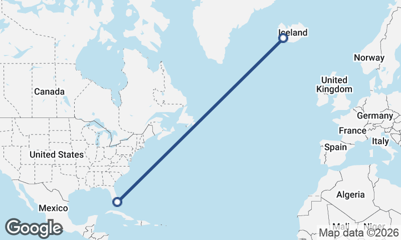 Reykjavík to Miami