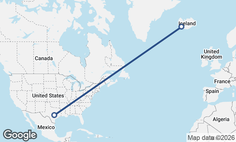 Reykjavík to Austin