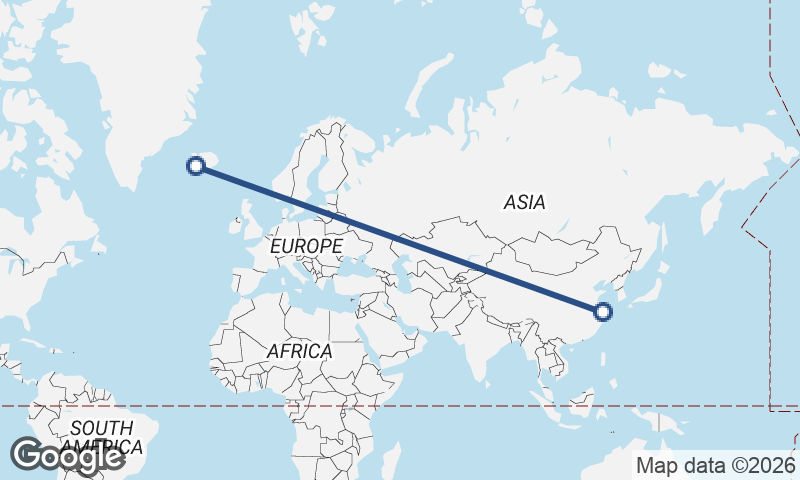 Reykjavík to Shanghai
