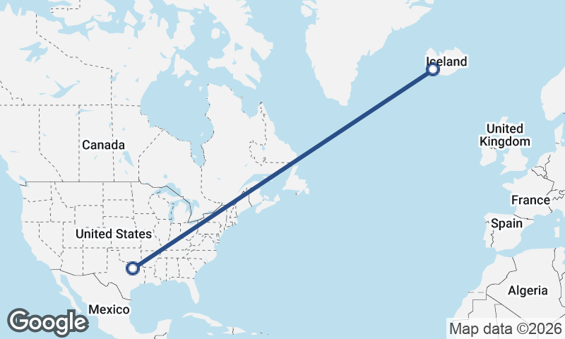 Reykjavík to Dallas