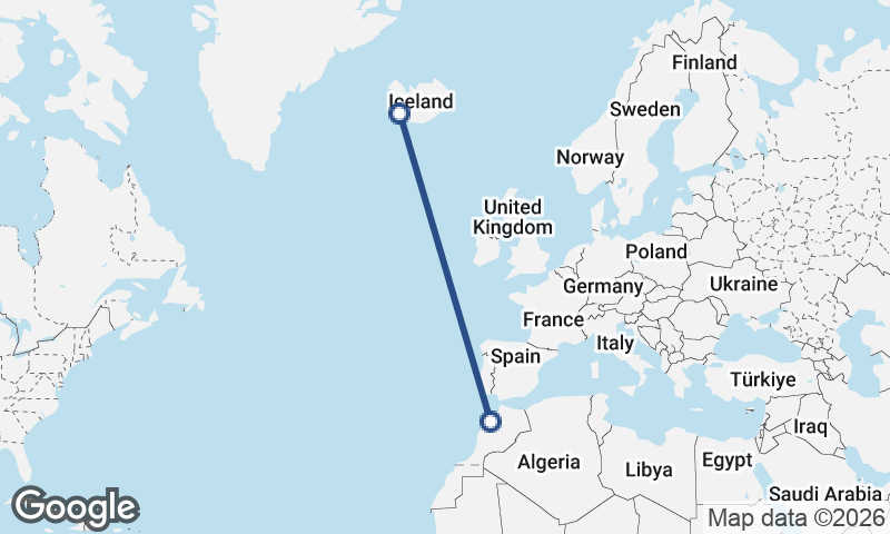Reykjavík to Casablanca