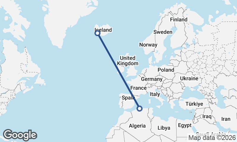 Reykjavík to Algiers