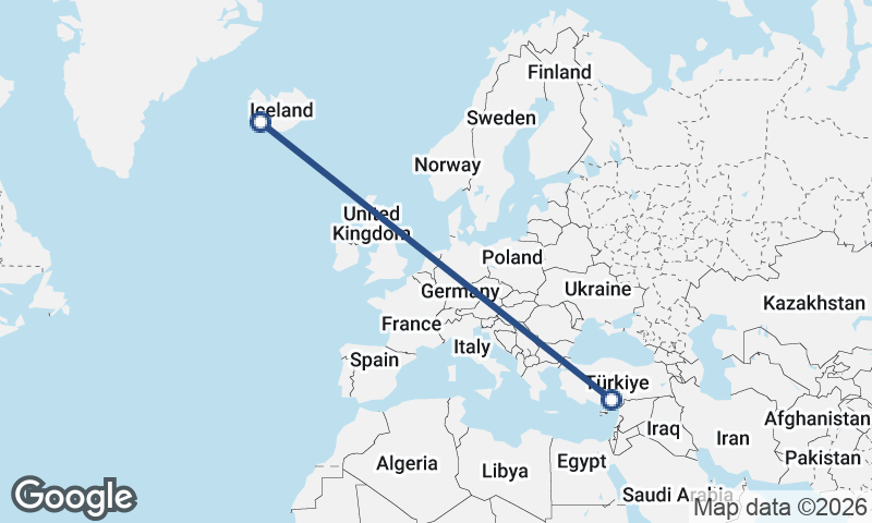 Reykjavík to Mersin