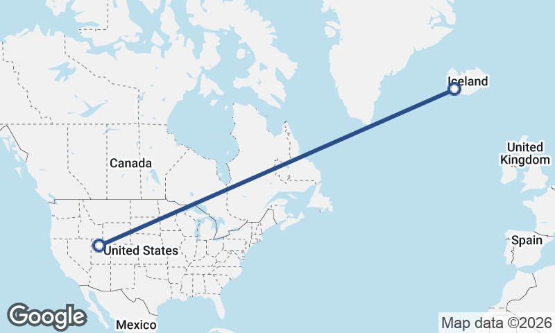 Reykjavík to Salt Lake City