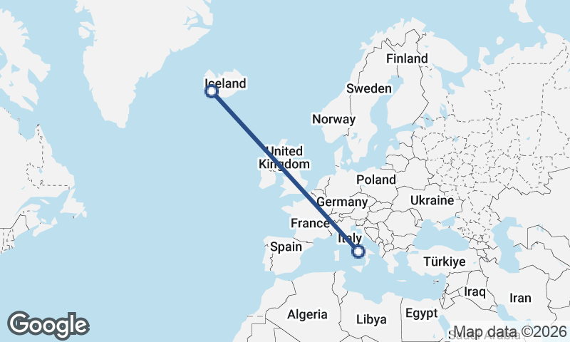 Reykjavík to Naples