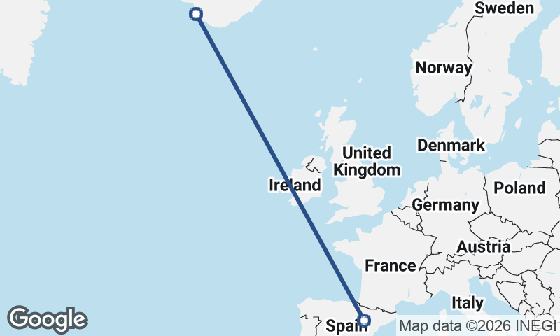 Reykjavík to Zaragoza