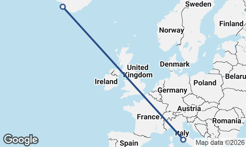 Reykjavík to Rome