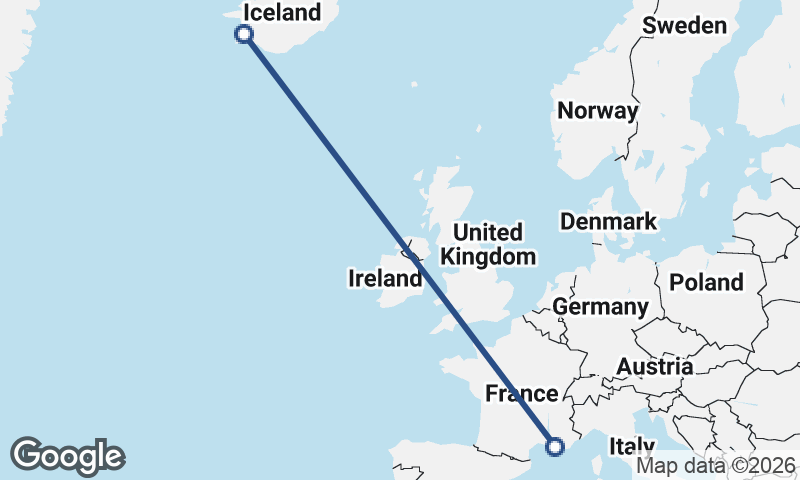 Reykjavík to Marseille