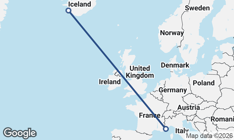 Reykjavík to Nice