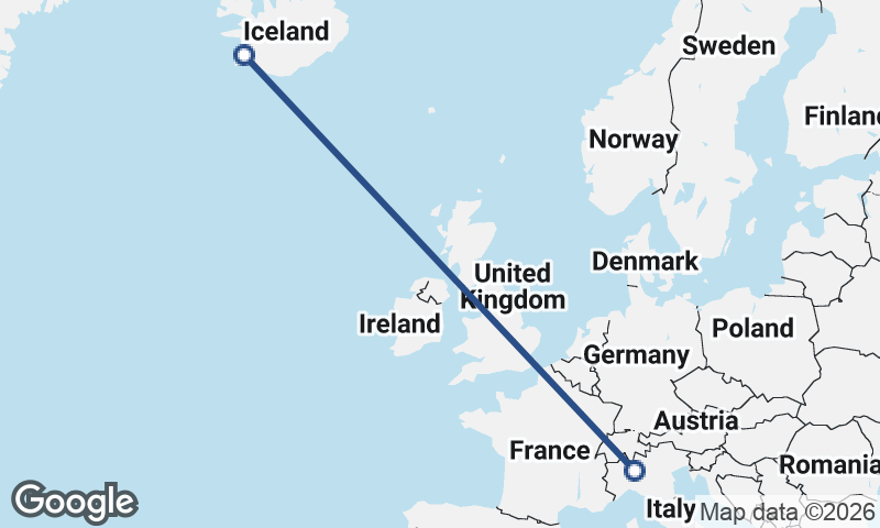 Reykjavík to Milan
