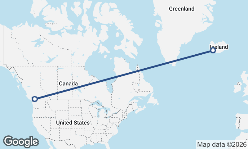 Reykjavík to Vancouver