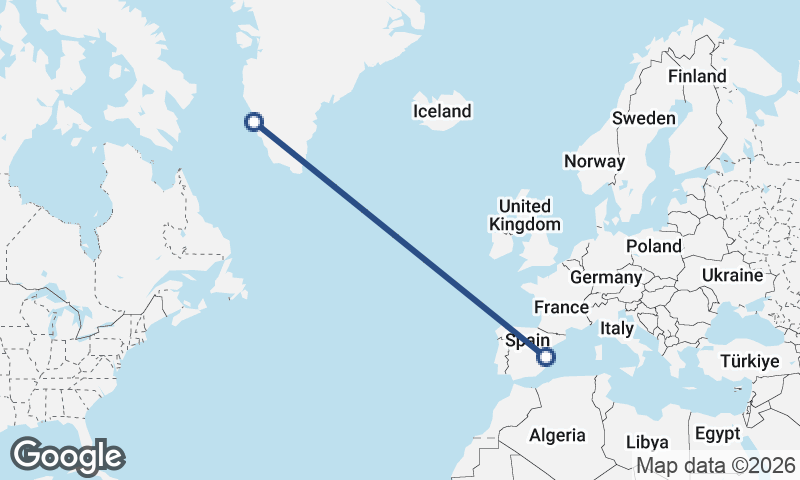 Nuuk to Valencia