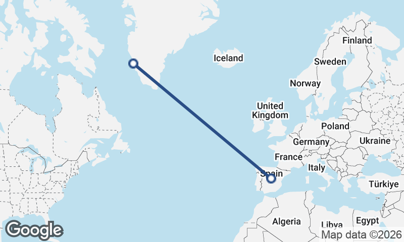 Nuuk to Madrid