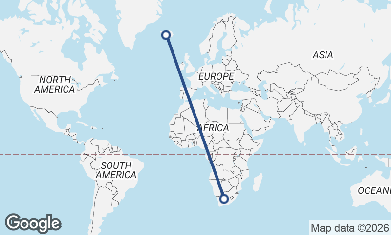 Iceland to South Africa