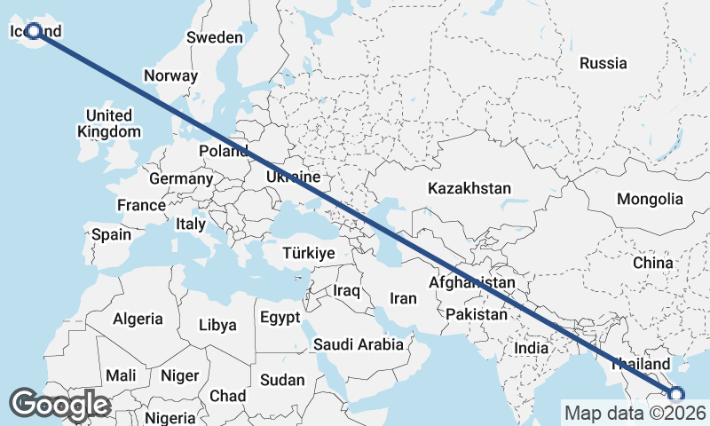Iceland to Vietnam