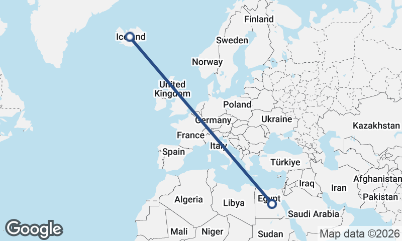 Iceland to Egypt