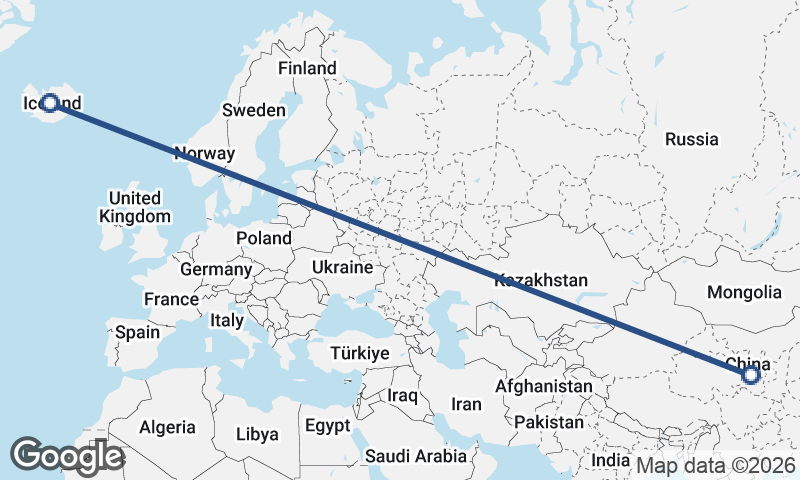 Iceland to China
