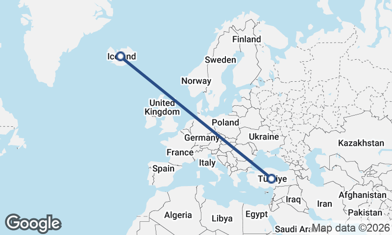 Iceland to Turkey