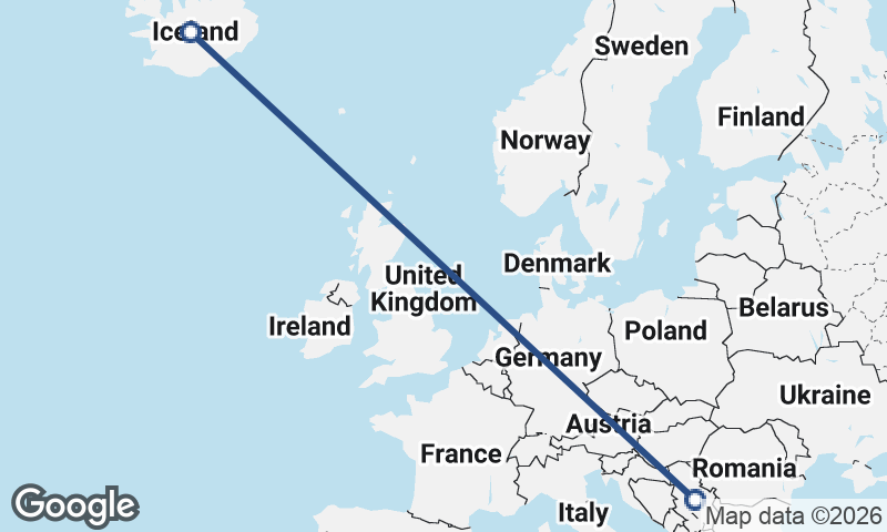 Iceland to Serbia