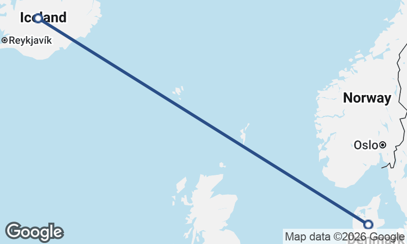Iceland to Denmark
