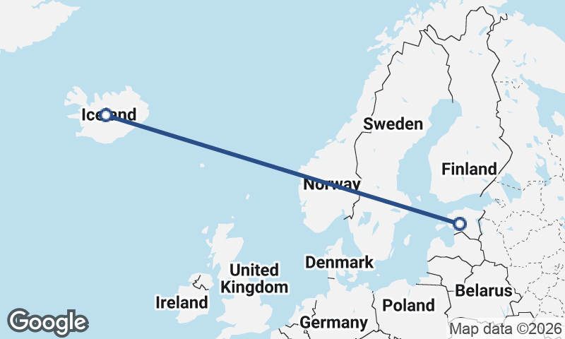 Iceland to Estonia