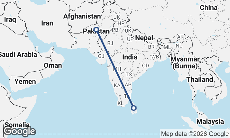Sri Lanka to Pakistan