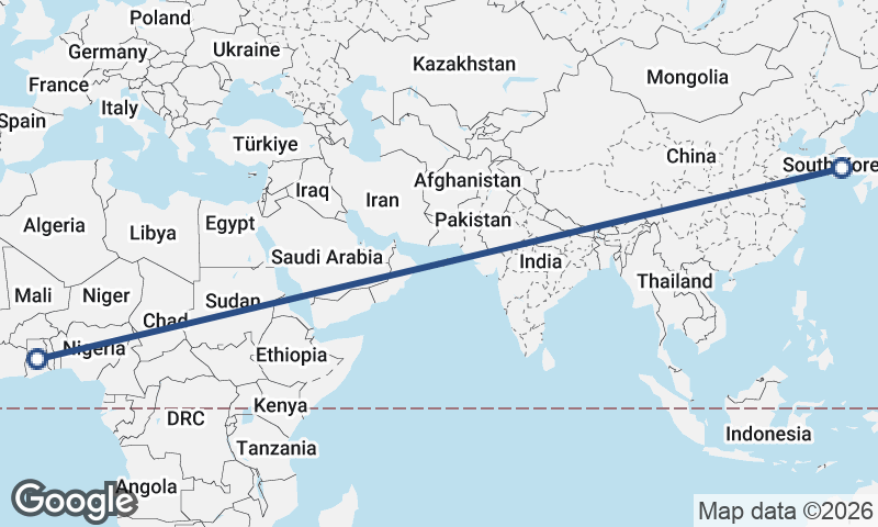 Ghana to South Korea