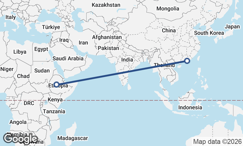 Addis Ababa to Hong Kong