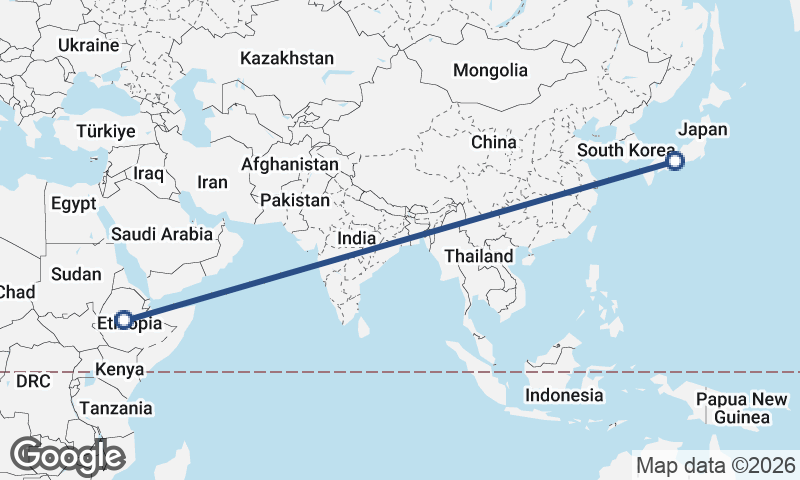 Addis Ababa to Ōsaka