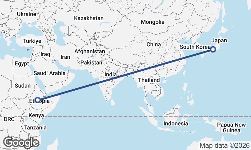 Addis Ababa to Nagoya