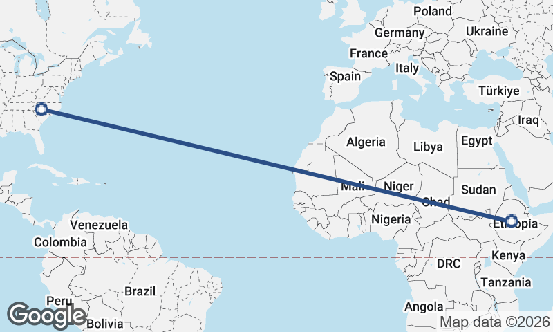 Addis Ababa to Charlotte