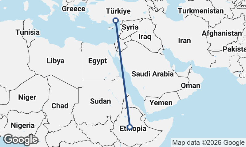 Addis Ababa to Mersin