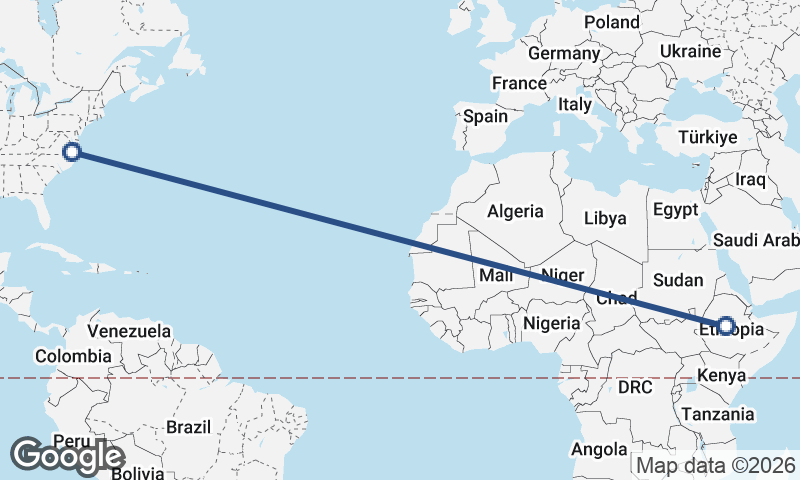 Addis Ababa to Norfolk
