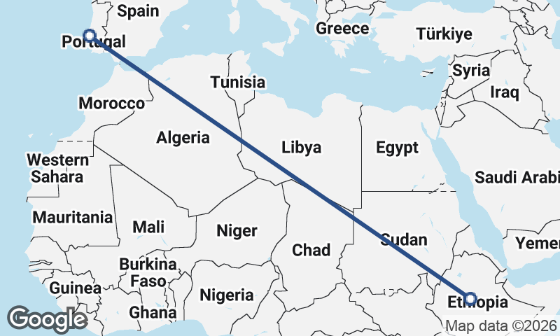 Addis Ababa to Lisbon