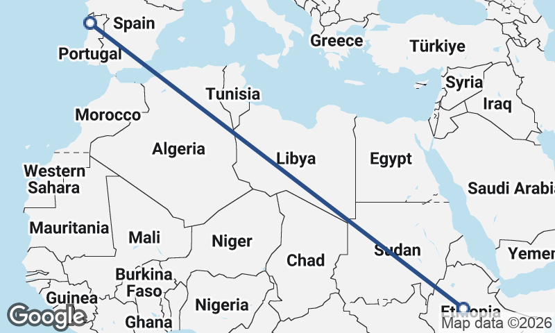 Addis Ababa to Porto