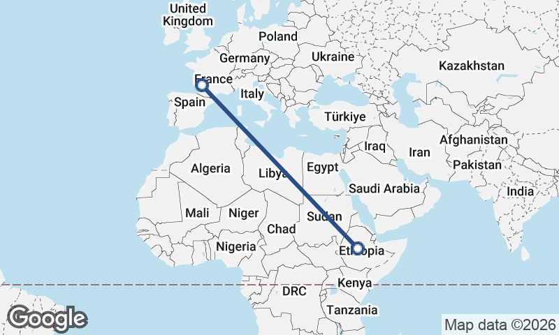 Addis Ababa to Bordeaux