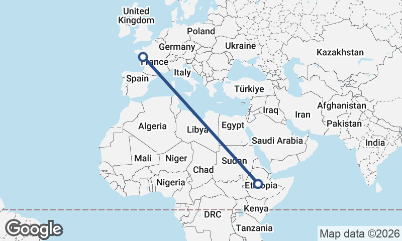 Addis Ababa to Nantes