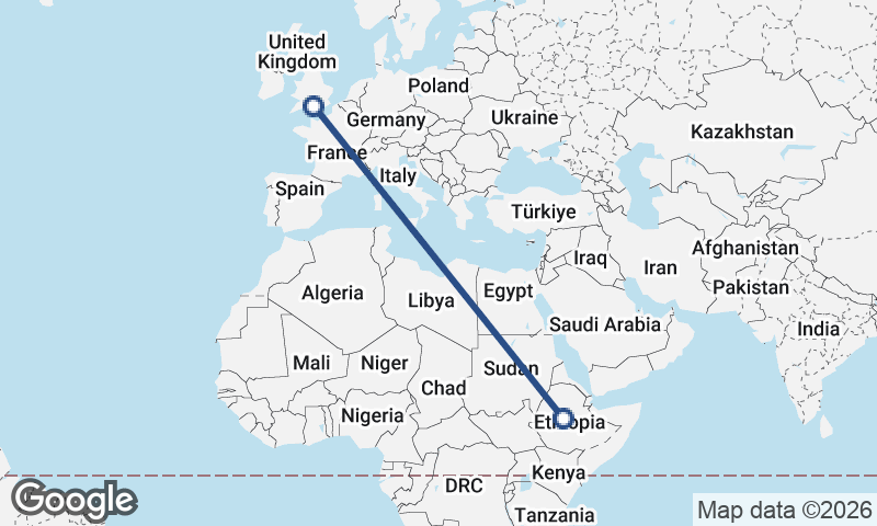 Addis Ababa to Southampton