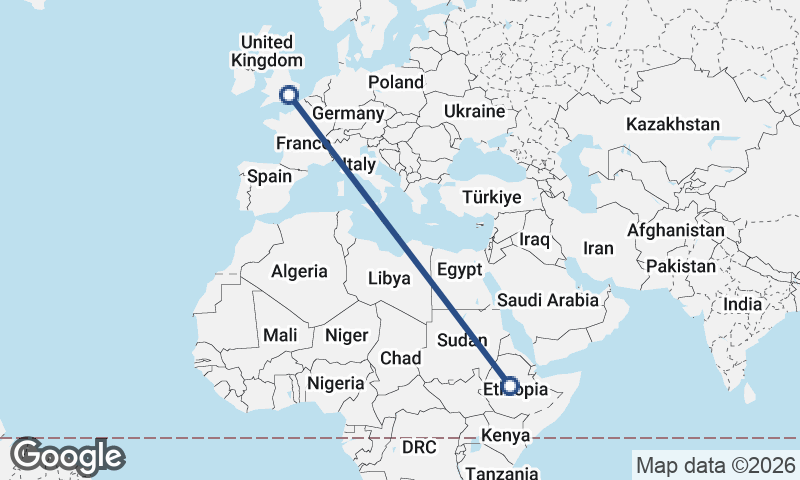 Addis Ababa to London