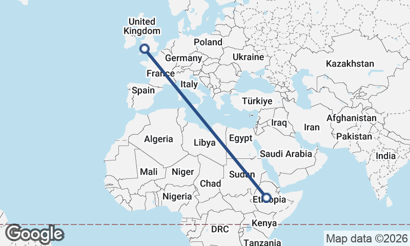 Addis Ababa to Cardiff