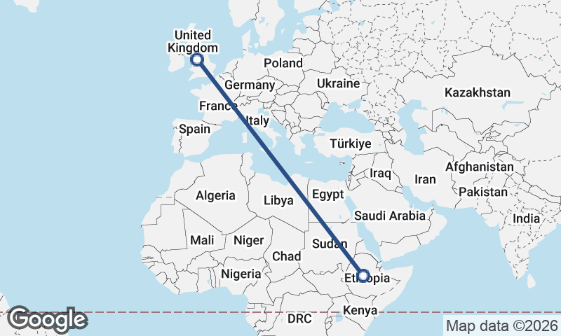 Addis Ababa to Liverpool