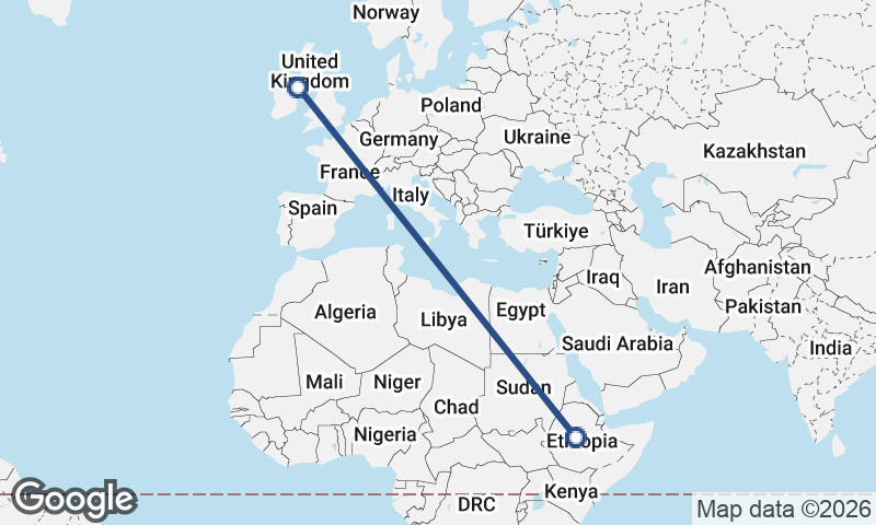 Addis Ababa to Belfast