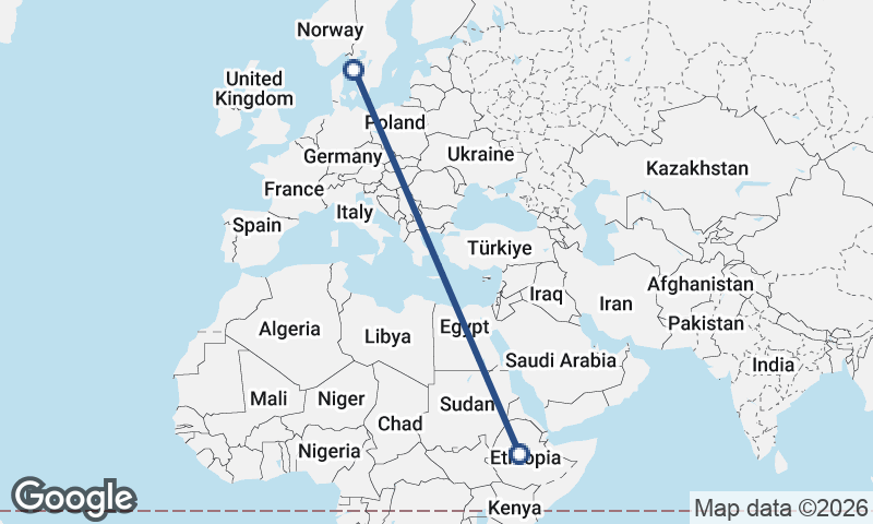 Addis Ababa to Göteborg