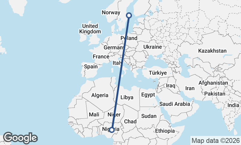 Nigeria to Sweden