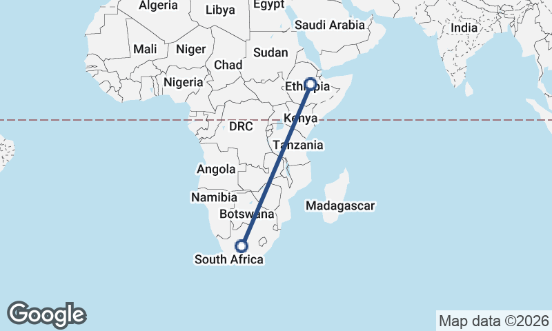Ethiopia to South Africa
