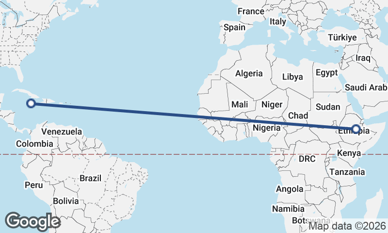 Ethiopia to Jamaica