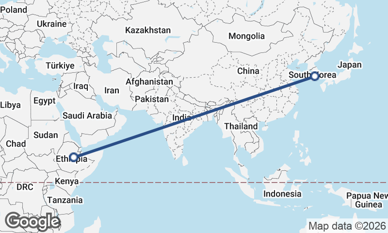 Ethiopia to South Korea