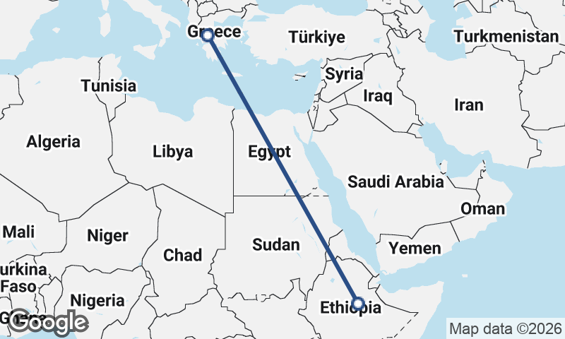 Ethiopia to Greece
